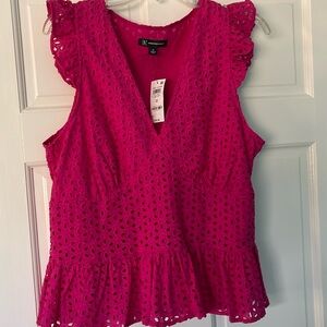 BRAND NEW Inc. eyelet pink sleeveless top. Sz 12
